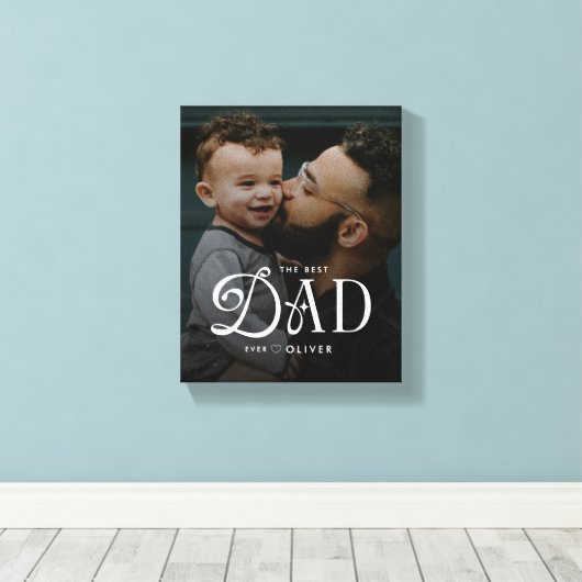 Moderne 'Beste Papa Ooit' Foto Persoonlijke Canvas Afdruk (Insitu (Houten vloer))