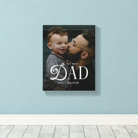 Moderne 'Beste Papa Ooit' Foto Persoonlijke Canvas Afdruk (Insitu (Houten vloer))