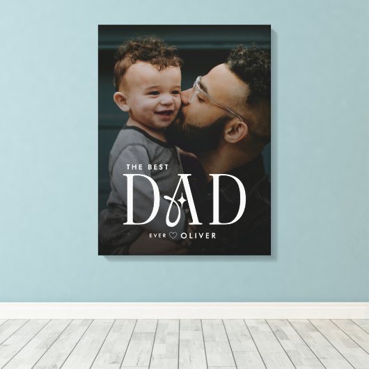 Moderne 'Beste Papa Ooit' Foto Persoonlijke Canvas Afdruk (Insitu (Houten vloer))