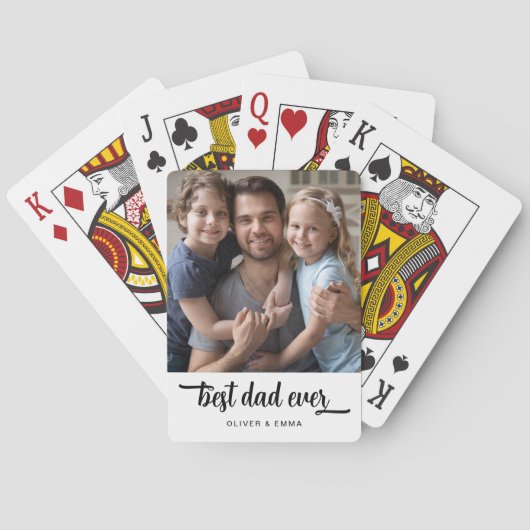 Moderne Beste Papa Ooit Foto Pokerkaarten (Achterkant)