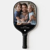Moderne Beste Papa Ooit Foto Spelend Zwart Pickleball Paddle (Achterkant)