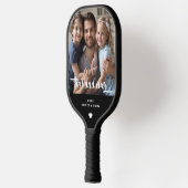 Moderne Beste Papa Ooit Foto Spelend Zwart Pickleball Paddle (Links)