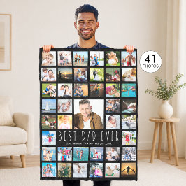 Moderne BESTE PAPA OOIT Fotocollage Zwart Fleece Deken