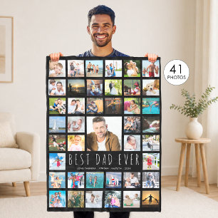 Moderne BESTE PAPA OOIT Fotocollage Zwart Fleece Deken