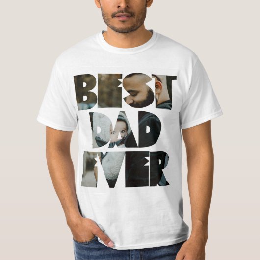 Moderne beste papa ooit fotokalligrafie t-shirt (Voorkant)