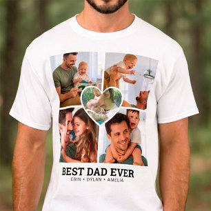 Moderne Beste Papa Ooit Gepersonaliseerde 5 Foto C T-shirt