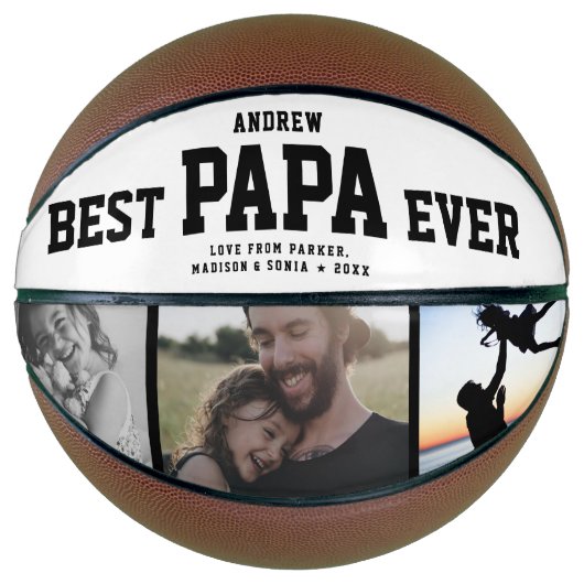 Moderne BESTE PAPA OOIT Koel Unieke fotocollage Basketbal (Voorkant)