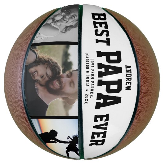 Moderne BESTE PAPA OOIT Koel Unieke fotocollage Basketbal (Verticaal)