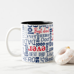 Moderne beste papa ooit typografie rood en blauw tweekleurige koffiemok