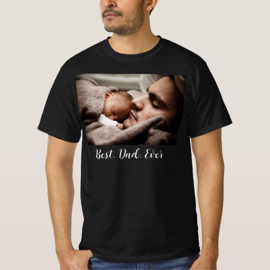 Moderne beste papa ooit Vaderdag aangepaste foto T-shirt (Voorkant)