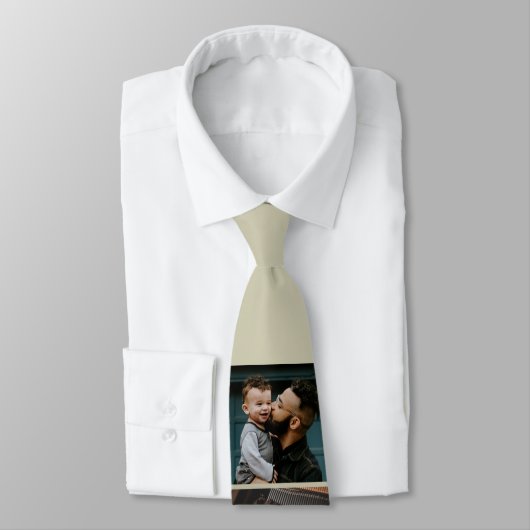 Moderne Beste Papa Rode Hart 2 Foto Vaders Dag Stropdas (Gebonden)