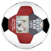 Moderne Beste Papa Rood Blauw Familie Foto  Voetbal (Gedraaid)