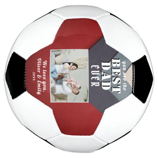 Moderne Beste Papa Rood Blauw Familie Foto Voetbal (Gedraaid)