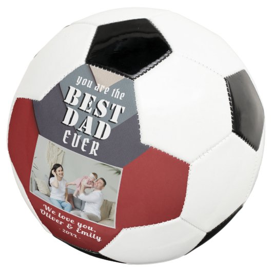 Moderne Beste Papa Rood Blauw Familie Foto  Voetbal (Drie kwart)