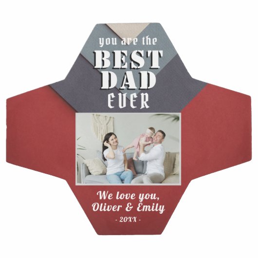 Moderne Beste Papa Rood Blauw Familie Foto  Voetbal (Enkel)