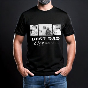 Moderne Beste Papa Typografie Vaderdag 3 Foto T-shirt