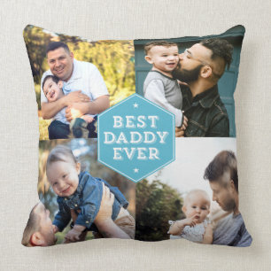 Moderne beste pappie ooit 4 Foto Collage Kussen