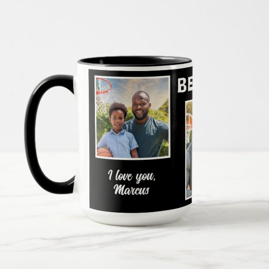 Moderne beste vader ooit 3 foto collage vader mok (Links)