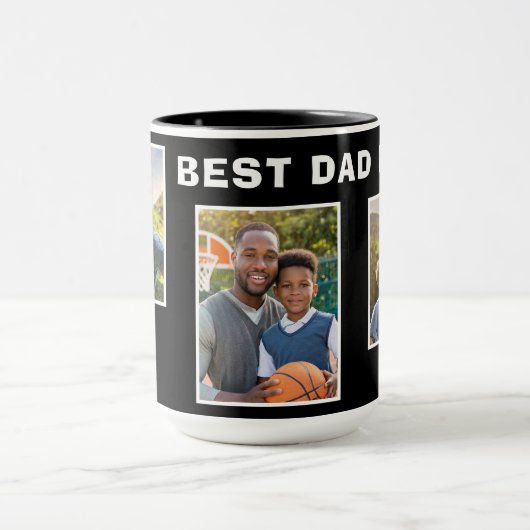 Moderne beste vader ooit 3 foto collage vader mok (Midden)