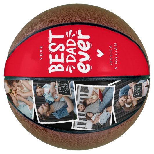 Moderne beste vader ooit 4 foto vaders cadeau basketbal (Voorkant)