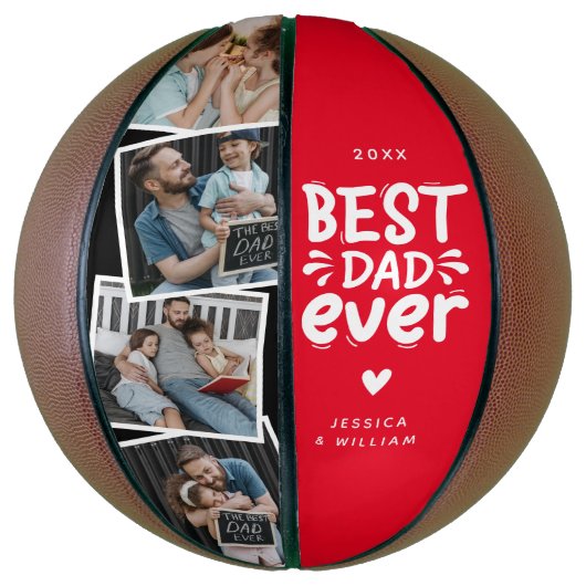 Moderne beste vader ooit 4 foto vaders cadeau basketbal (Verticaal)