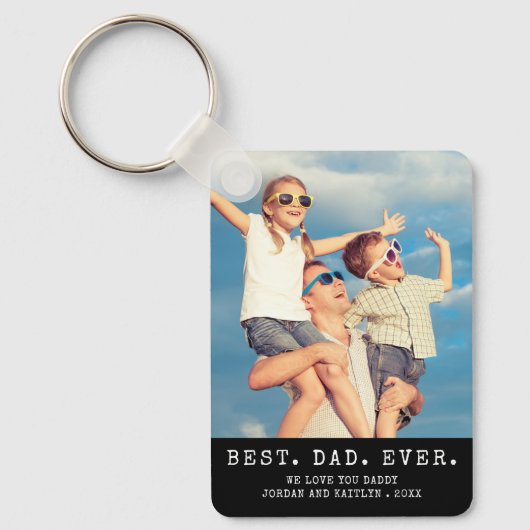 Moderne BESTE VADER OOIT Eén foto gepersonaliseerd Sleutelhanger (Voorkant)