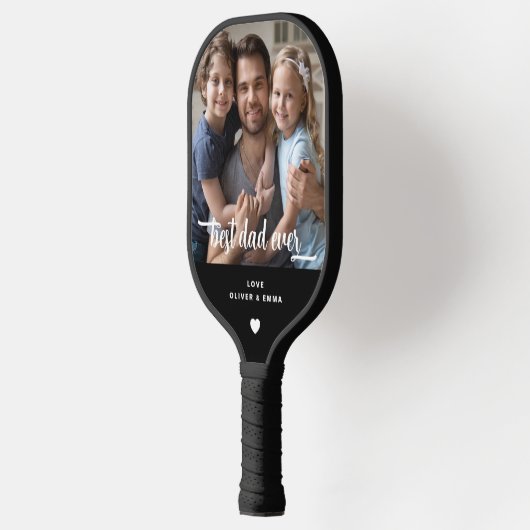 Moderne beste vader ooit foto zwart afspelen pickleball paddle (Links)