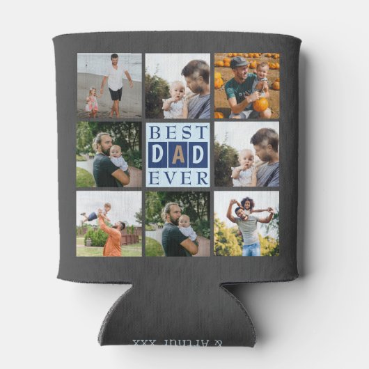 Moderne beste vader ooit fotocollage blikjeskoeler (Achterkant)