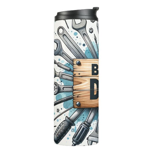 Moderne beste vader ooit gepersonaliseerd thermosbeker (Gedraaid links)