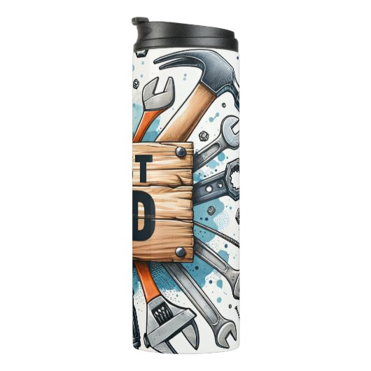 Moderne beste vader ooit gepersonaliseerd thermosbeker (Geroteerd rechts)