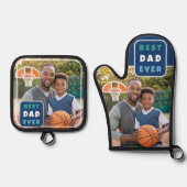 Moderne beste vader ooit Vaderdag Ovenwant & Pannenlap Set (Voorkant)