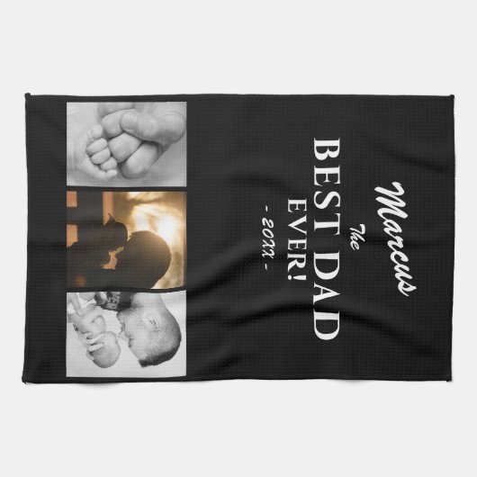 Moderne beste vader op dag van vader 3 Foto Theedoek (Horizontaal)