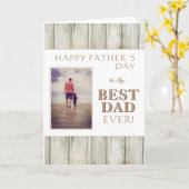 Moderne beste vader Rustic Wood Foto vaderdag Kaart (Gele Bloem)