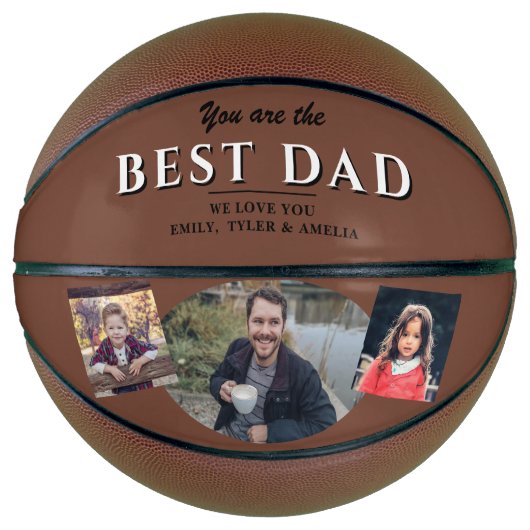 Moderne beste vader vader 3 Foto Collage Basketbal (Voorkant)