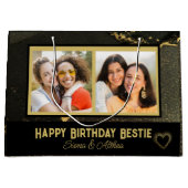 Moderne Beste Vriend Zwart en Goud Foto Verjaardag Groot Cadeauzakje (Voorkant)