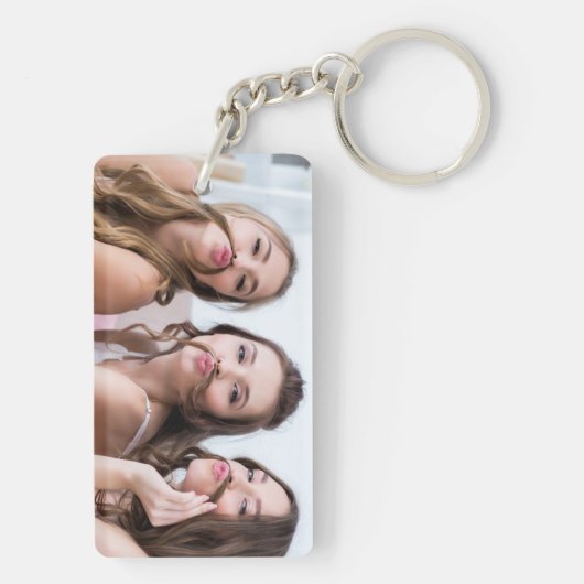 Moderne BESTE VRIENDEN 2 Foto's Blauwgroen Turquoi Sleutelhanger (achterkant)