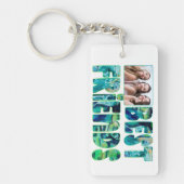 Moderne BESTE VRIENDEN 2 Foto's Blauwgroen Turquoi Sleutelhanger (Voorkant)