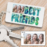 Moderne BESTE VRIENDEN 2 Foto's Blauwgroen Turquoi Sleutelhanger<br><div class="desc">Creëer uw eigen unieke en gedenkwaardige foto sleutelhanger met 2 afbeeldingen voor uw besties of BFF met deze leuke typografie titel ontwerp van BEST FRIENDS in multi-color tinten van blauwgroen, turquoise, blauw en groene waterverf aan de ene kant en een full-bleed foto op de achterkant. ASSISTENTIE: Voor hulp bij ontwerpaanpassingen,...</div>