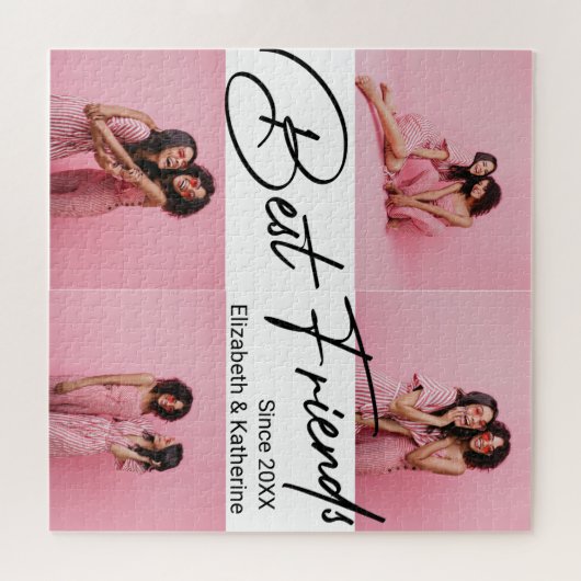 Moderne beste vrienden 4 foto collage cadeau legpuzzel (Horizontaal)