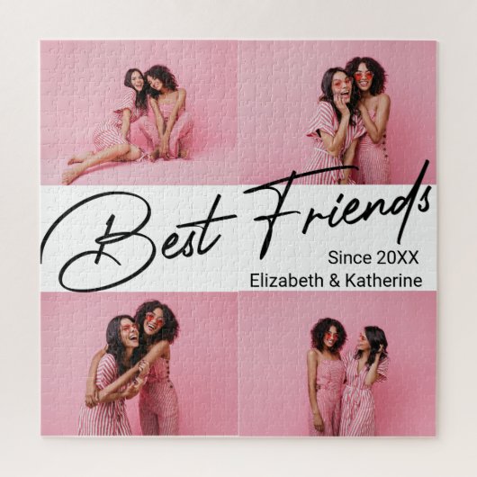Moderne beste vrienden 4 foto collage cadeau legpuzzel (Verticaal)