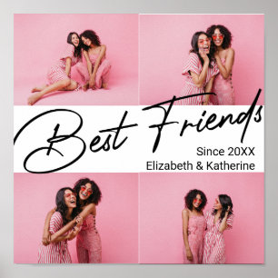 Moderne beste vrienden 4 foto collage cadeau poster