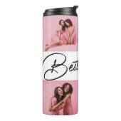 Moderne beste vrienden 4 foto collage cadeau thermosbeker (Gedraaid links)