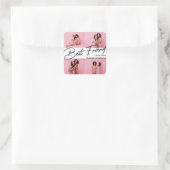 Moderne beste vrienden 4 foto collage cadeau vierkante sticker (Tas)