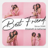 Moderne beste vrienden 4 foto collage cadeau vierkante sticker (Voorkant)