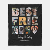 Moderne Beste Vrienden Besties Fotocollage Zwart Fleece Deken (Voorkant)