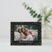 Moderne beste vrienden BFF Besties Foto zwart Gold Briefkaart (Staand voorkant)
