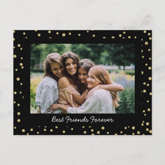 Moderne beste vrienden BFF Besties Foto zwart Gold Briefkaart (Voorkant)