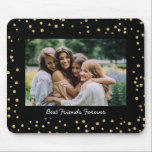 Moderne beste vrienden BFF Besties Foto zwart Gold Muismat<br><div class="desc">Glam Modern Best Friends BFF Besties Foto Black en Gold Dot Muismat</div>
