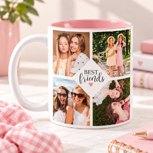 Moderne Beste Vrienden Bff Script Fotocollage Tweekleurige Koffiemok