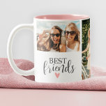 Moderne beste vrienden chique script foto tweekleurige koffiemok<br><div class="desc">Een best friends fotocollage mok met ruimte voor 3 foto. Personaliseer het met foto's van je besties. Ontworpen voor u door Blackberry Boulevard.</div>